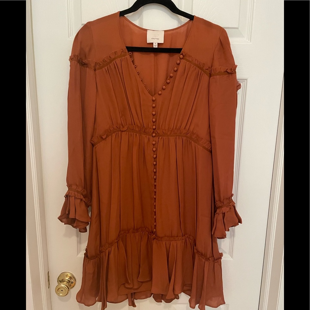 Cinq a Sept dress. 100% Silk rust size M